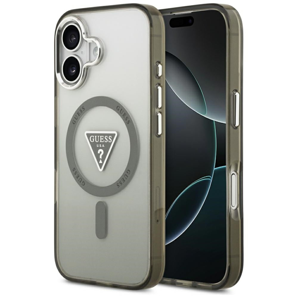 Калъф MagSafe за Apple iPhone 17, Guess, IML Gradient Triangle Logo, Сребристо-каки