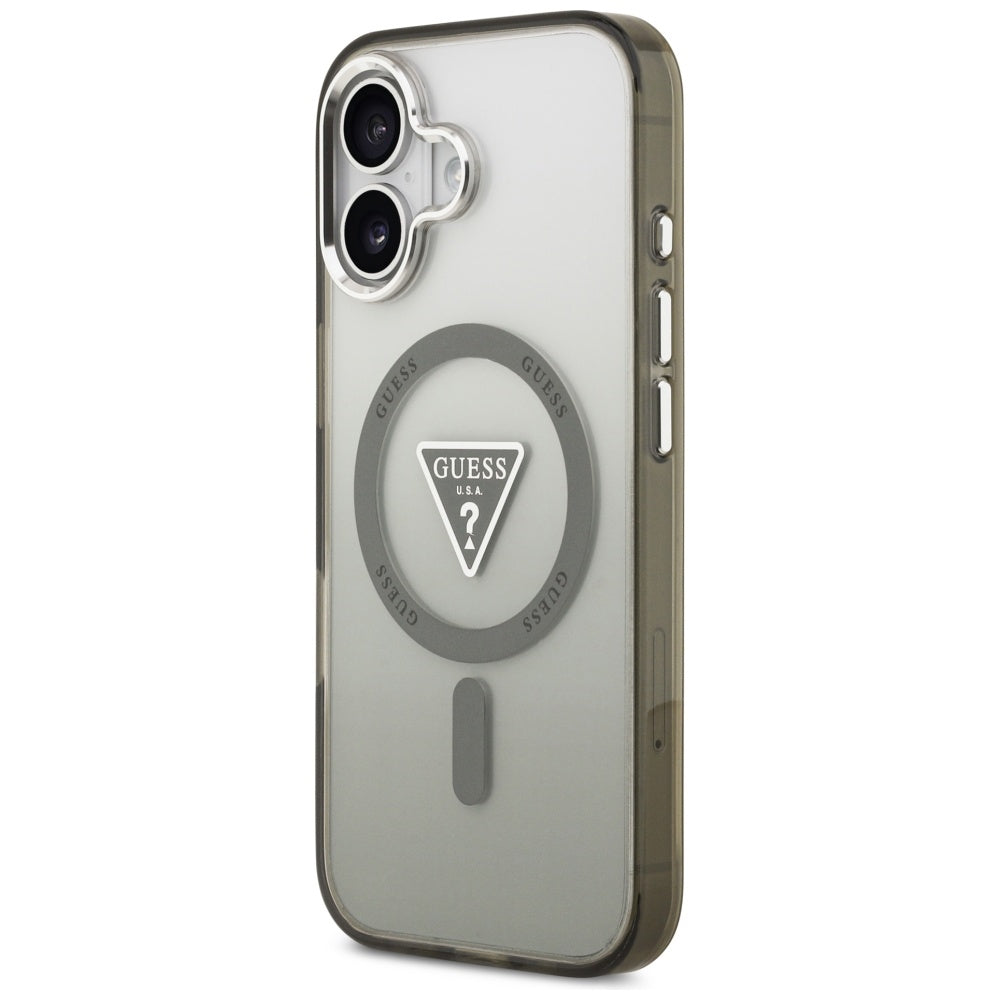 Калъф MagSafe за Apple iPhone 17, Guess, IML Gradient Triangle Logo, Сребристо-каки