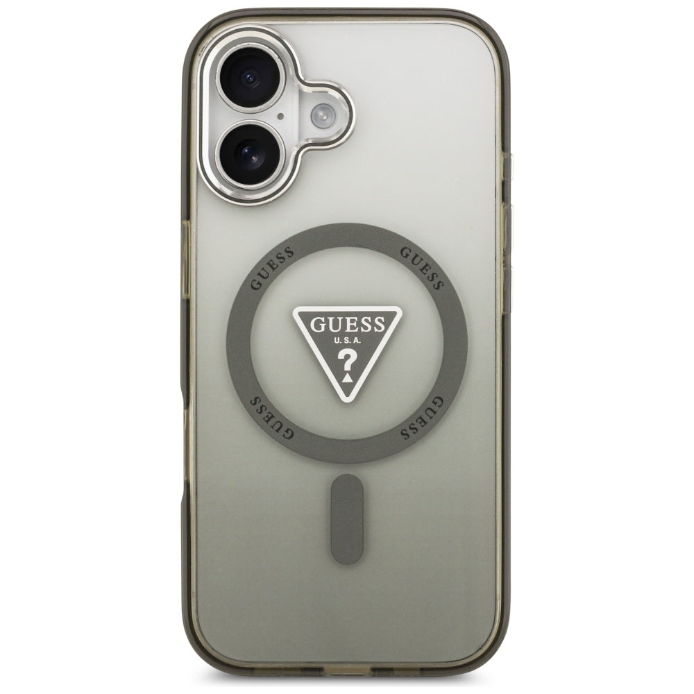 Калъф MagSafe за Apple iPhone 17, Guess, IML Gradient Triangle Logo, Сребристо-каки