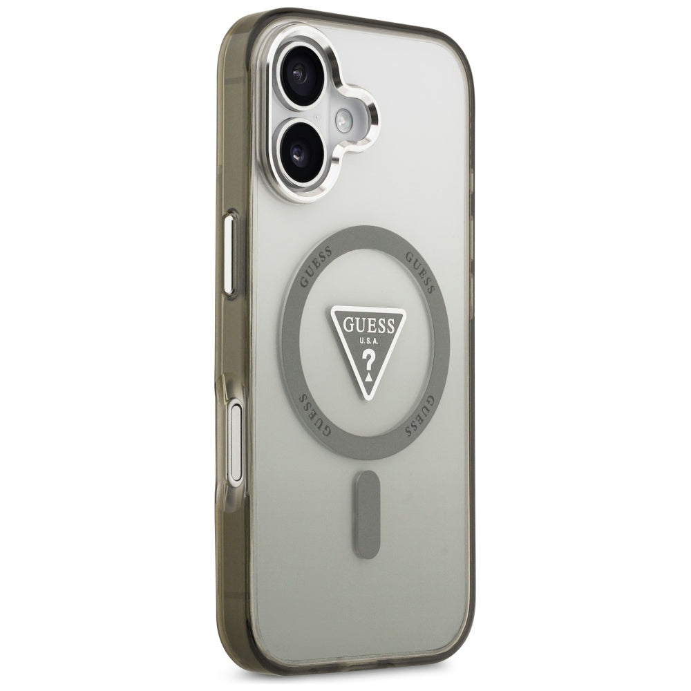 Калъф MagSafe за Apple iPhone 17, Guess, IML Gradient Triangle Logo, Сребристо-каки
