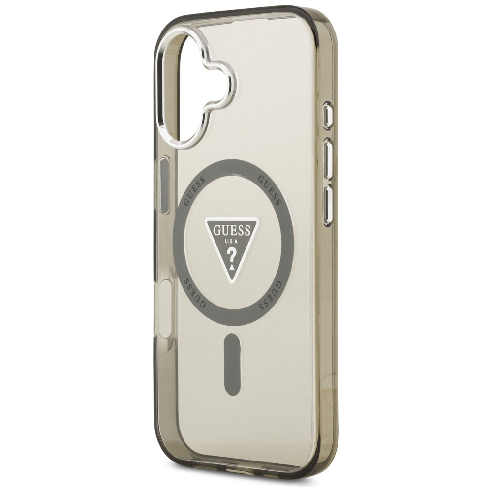 Калъф MagSafe за Apple iPhone 17, Guess, IML Gradient Triangle Logo, Сребристо-каки