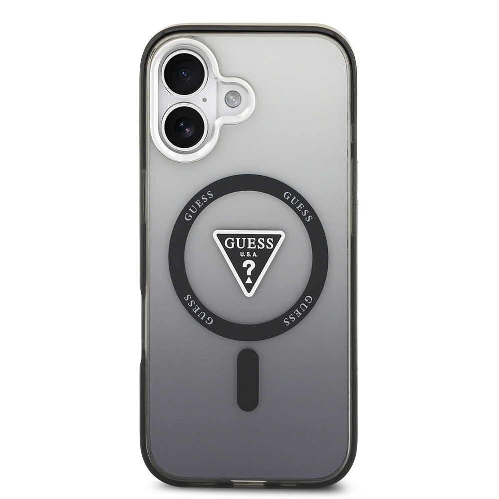 Калъф MagSafe за Apple iPhone 17, Guess, IML Gradient Triangle Logo, Черен