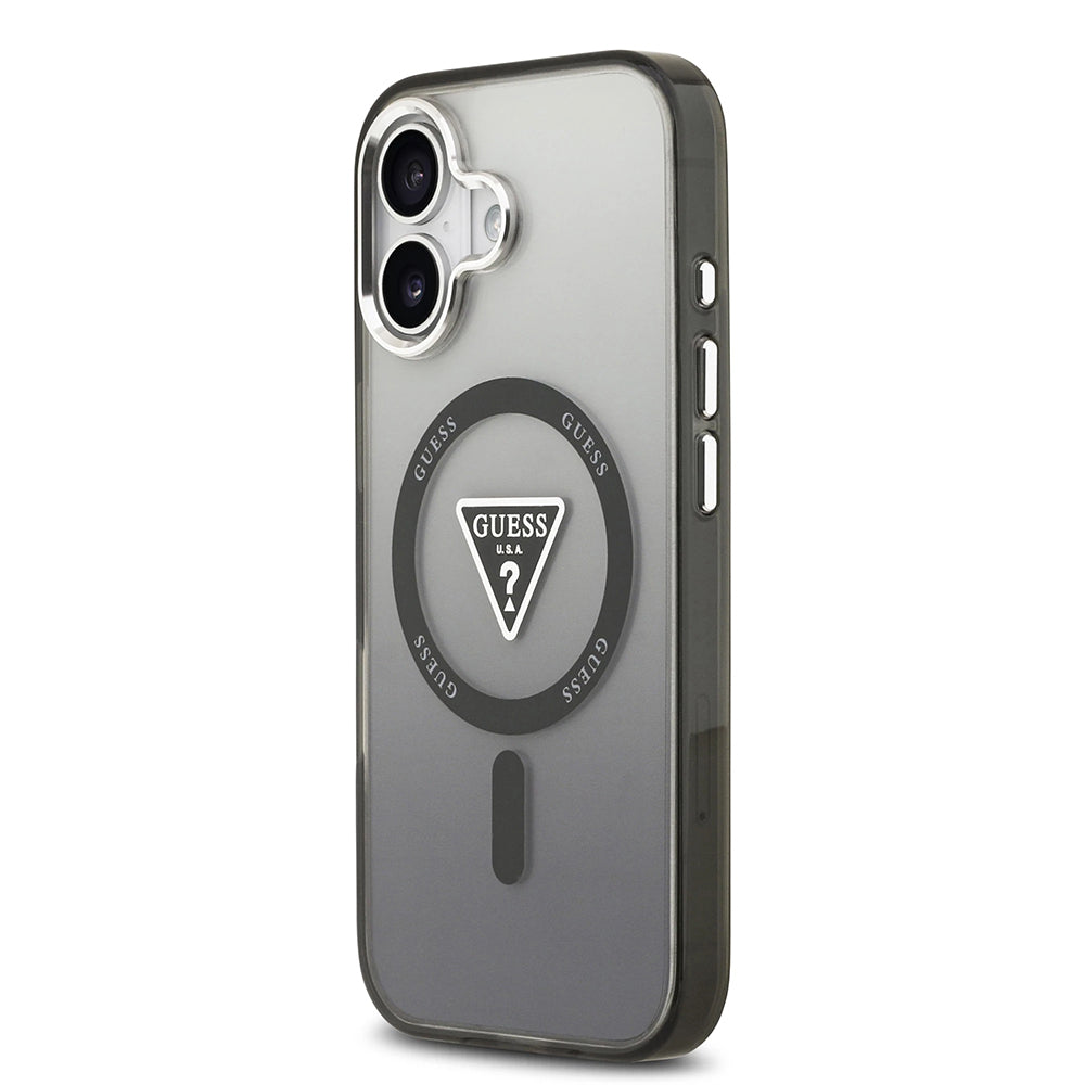 Калъф MagSafe за Apple iPhone 17, Guess, IML Gradient Triangle Logo, Черен