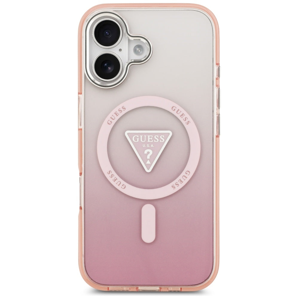 Калъф MagSafe за Apple iPhone 17, Guess, IML Gradient Triangle Logo, Розов