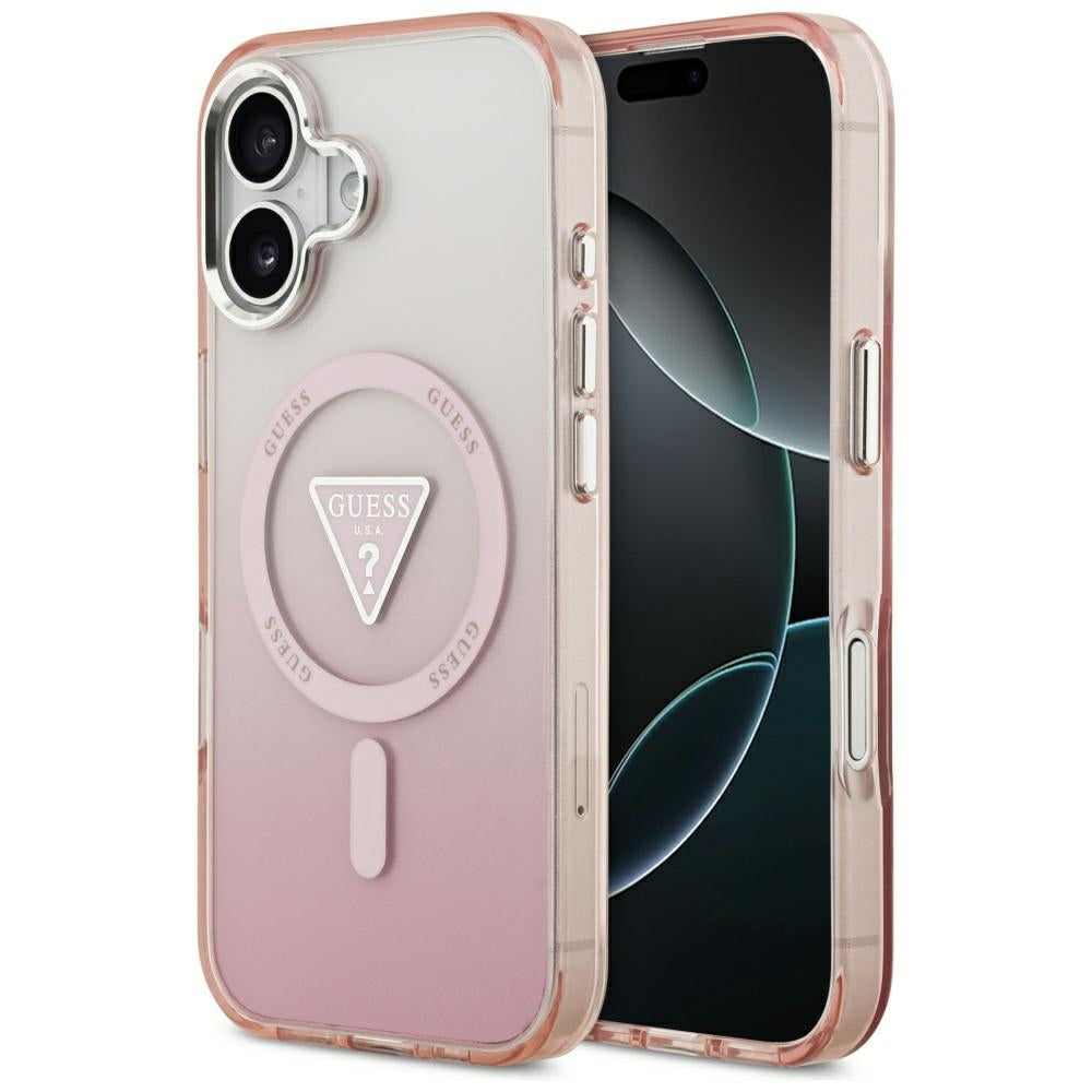 Калъф MagSafe за Apple iPhone 17, Guess, IML Gradient Triangle Logo, Розов