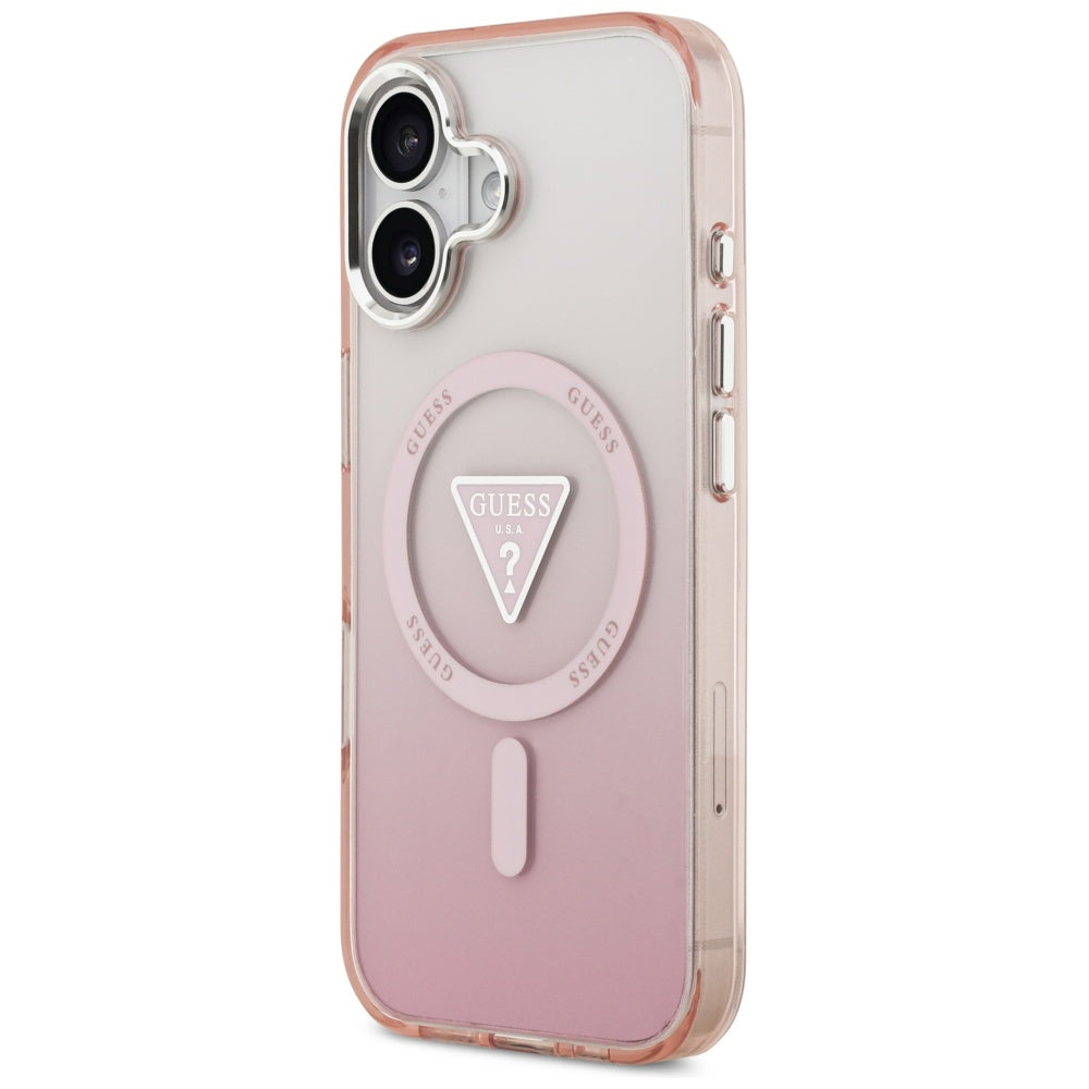 Калъф MagSafe за Apple iPhone 17, Guess, IML Gradient Triangle Logo, Розов