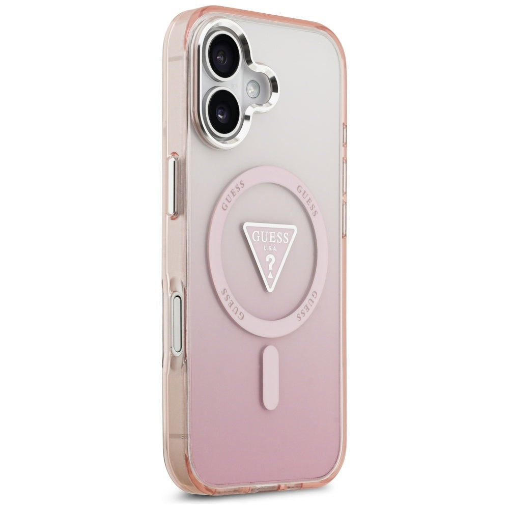 Калъф MagSafe за Apple iPhone 17, Guess, IML Gradient Triangle Logo, Розов