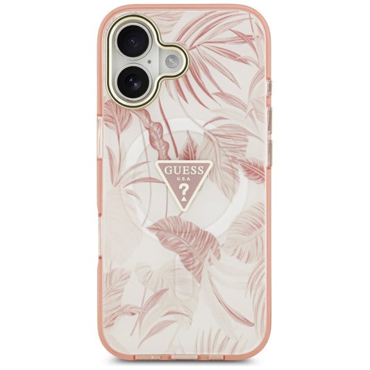 Калъф MagSafe за Apple iPhone 17, Guess, Jungle Tonal Triangle, Розов