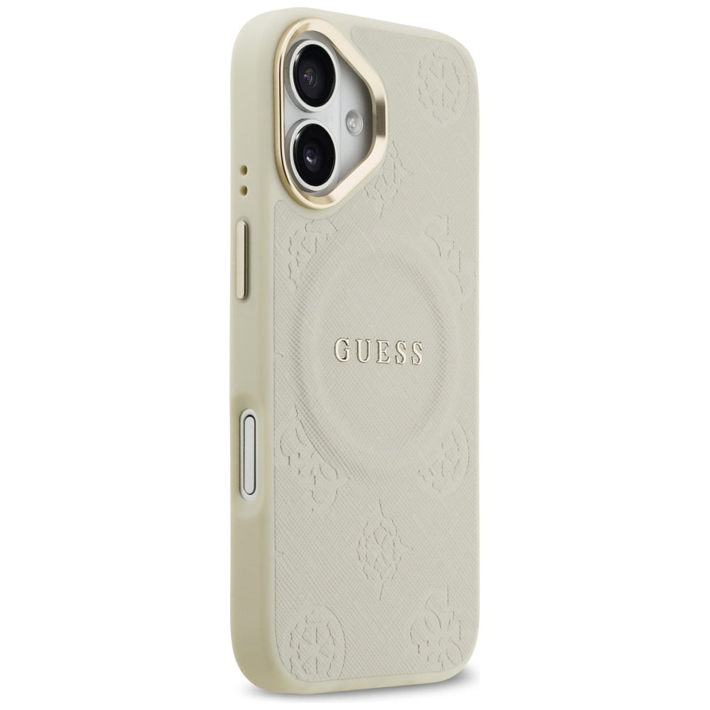 Калъф MagSafe за Apple iPhone 17, Guess, Peony Hot Stamp, Бежов