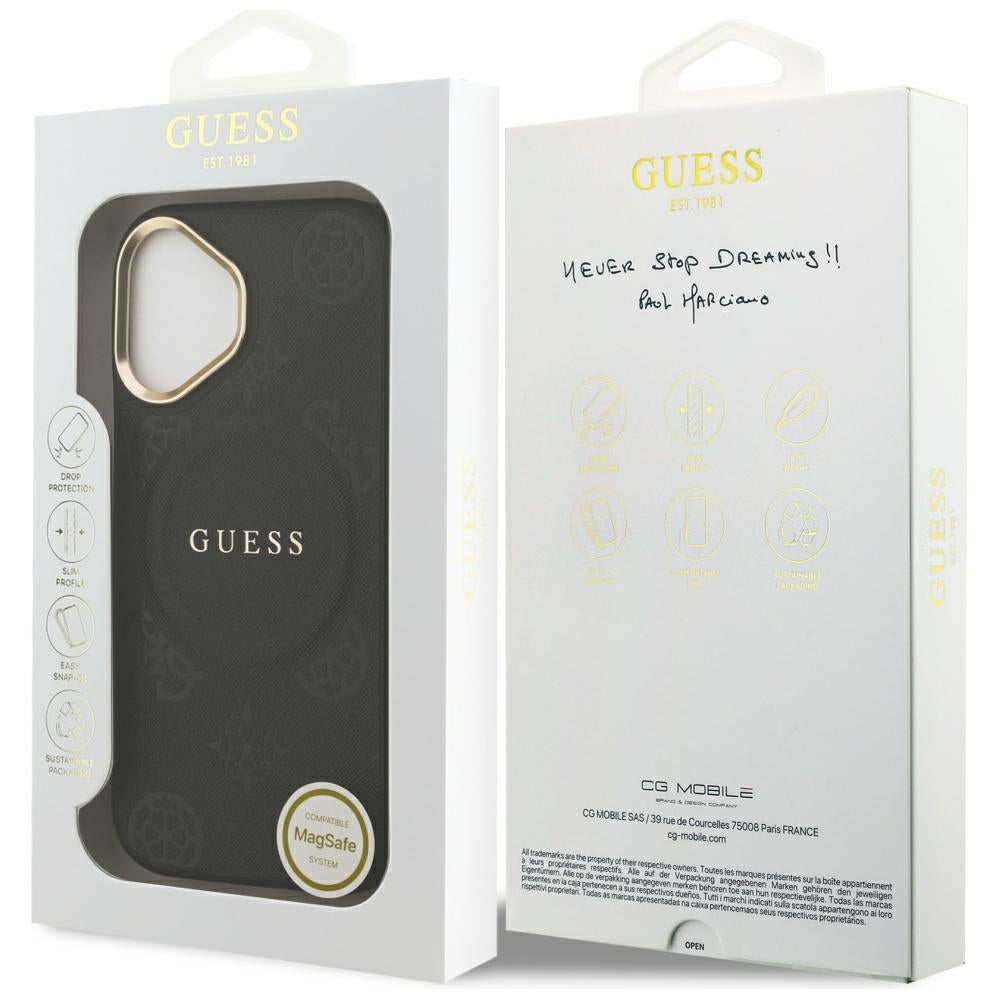 Калъф MagSafe за Apple iPhone 17, Guess, Peony Hot Stamp, Черен