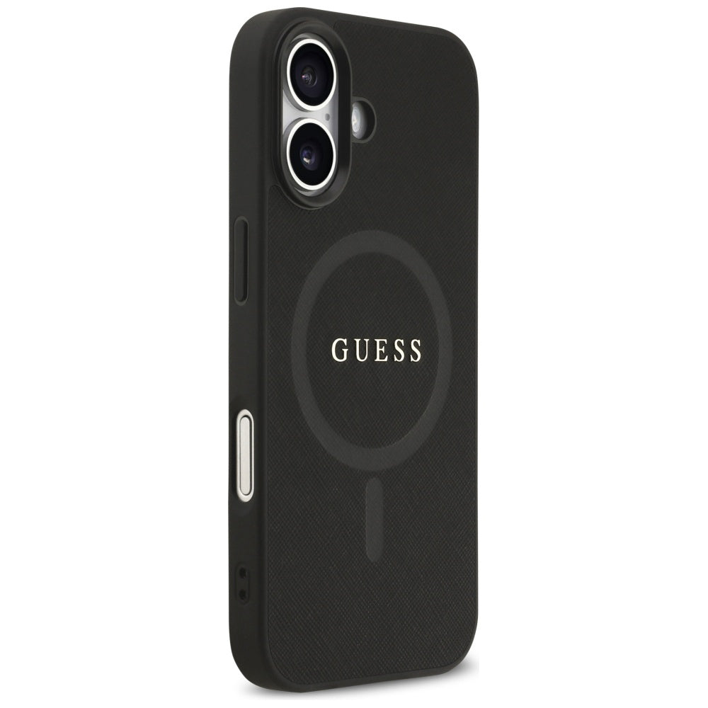 Калъф MagSafe за Apple iPhone 17, Guess, Saffiano Classic Logo, Черен