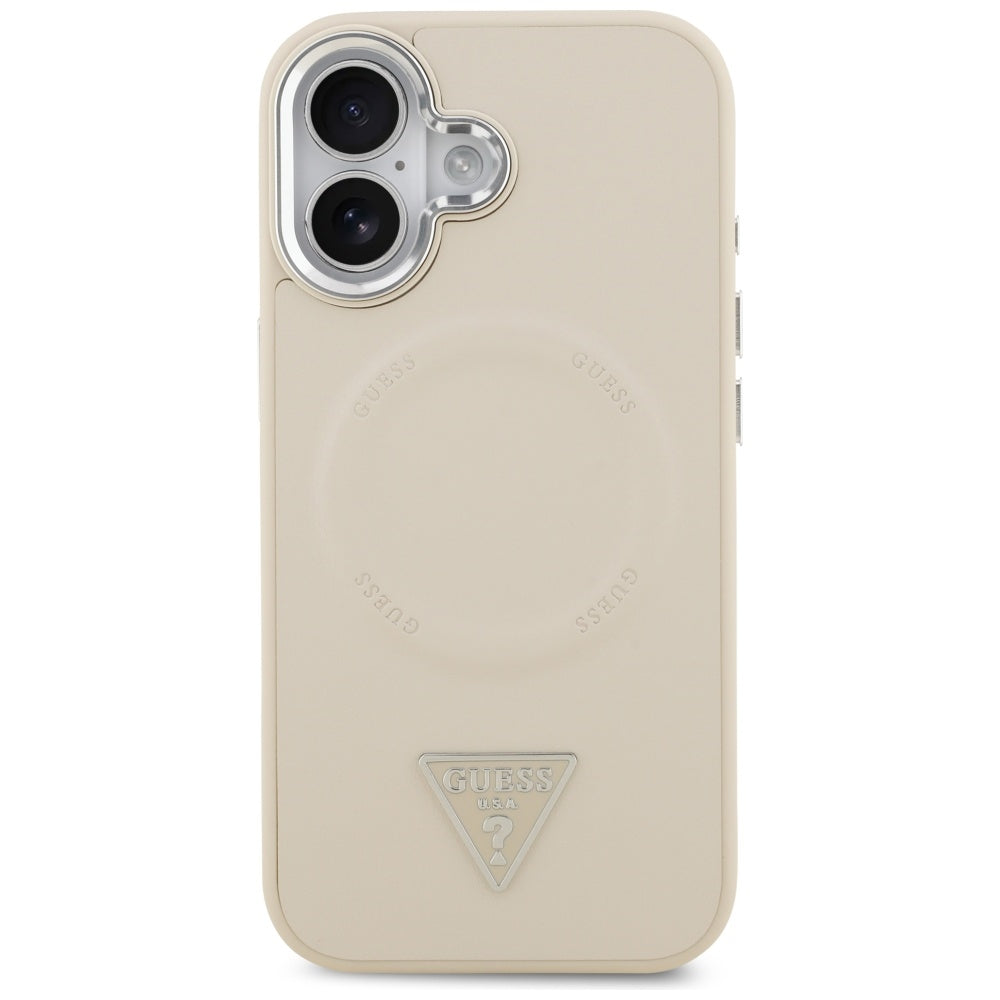 Калъф MagSafe за Apple iPhone 17, Guess, Triangle Logo, Бежов Сребрист