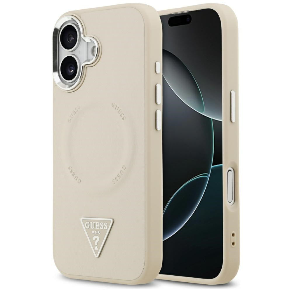 Калъф MagSafe за Apple iPhone 17, Guess, Triangle Logo, Бежов Сребрист