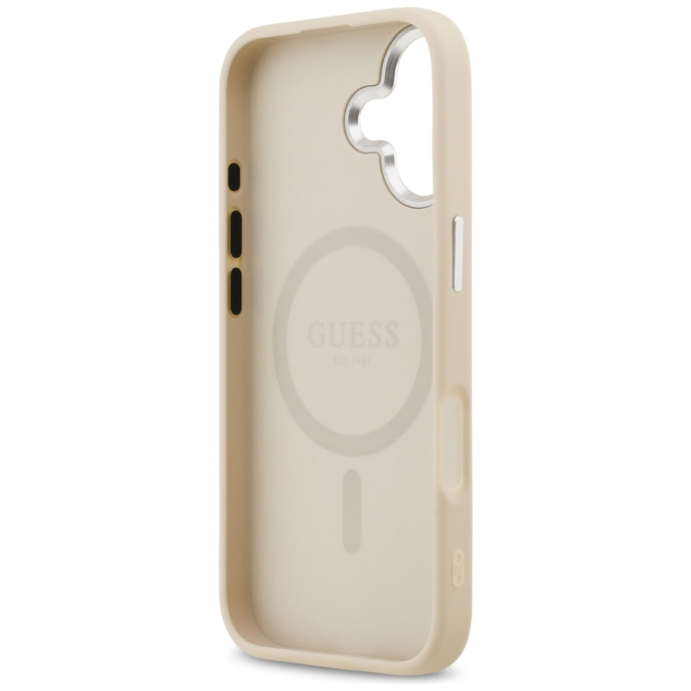 Калъф MagSafe за Apple iPhone 17, Guess, Triangle Logo, Бежов Сребрист