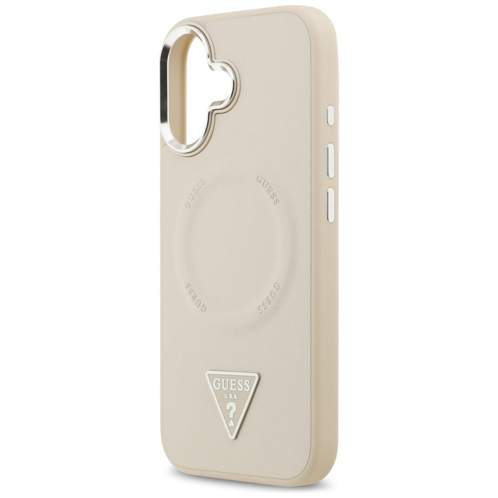 Калъф MagSafe за Apple iPhone 17, Guess, Triangle Logo, Бежов Сребрист