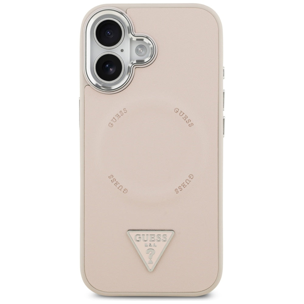 Калъф MagSafe за Apple iPhone 17, Guess, Triangle Logo, Розово Сребрист
