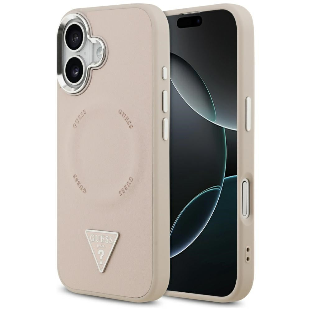 Калъф MagSafe за Apple iPhone 17, Guess, Triangle Logo, Розово Сребрист