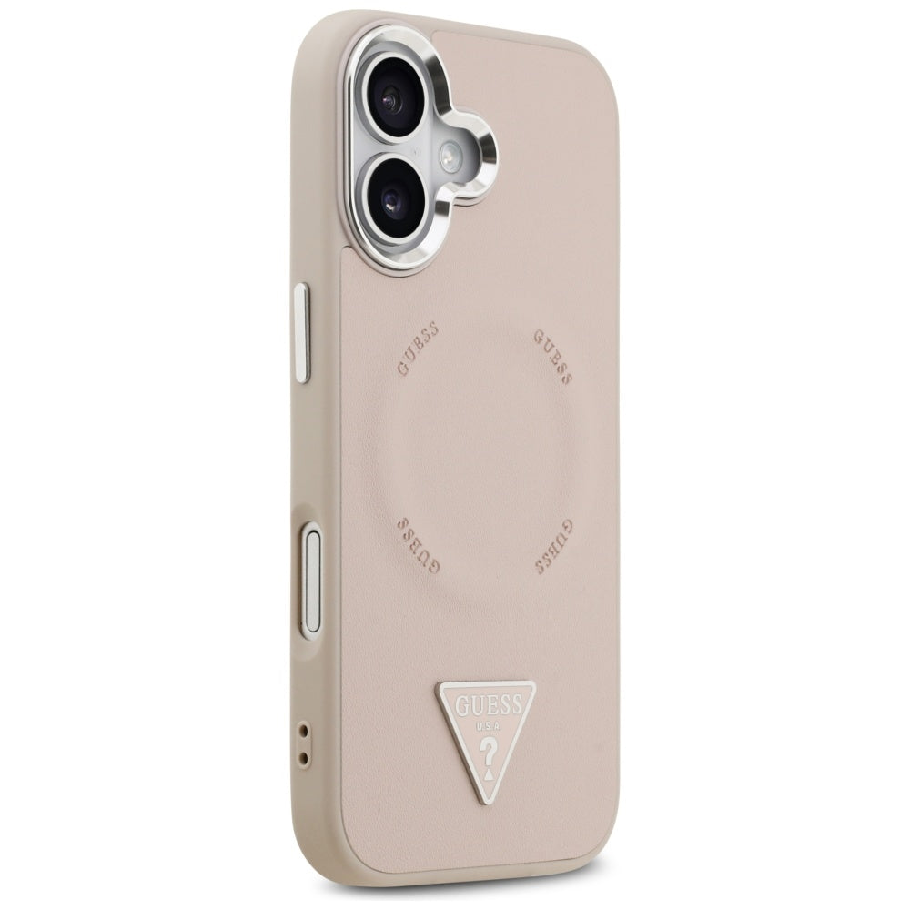 Калъф MagSafe за Apple iPhone 17, Guess, Triangle Logo, Розово Сребрист