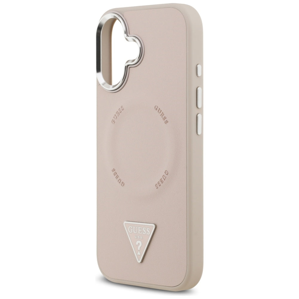 Калъф MagSafe за Apple iPhone 17, Guess, Triangle Logo, Розово Сребрист