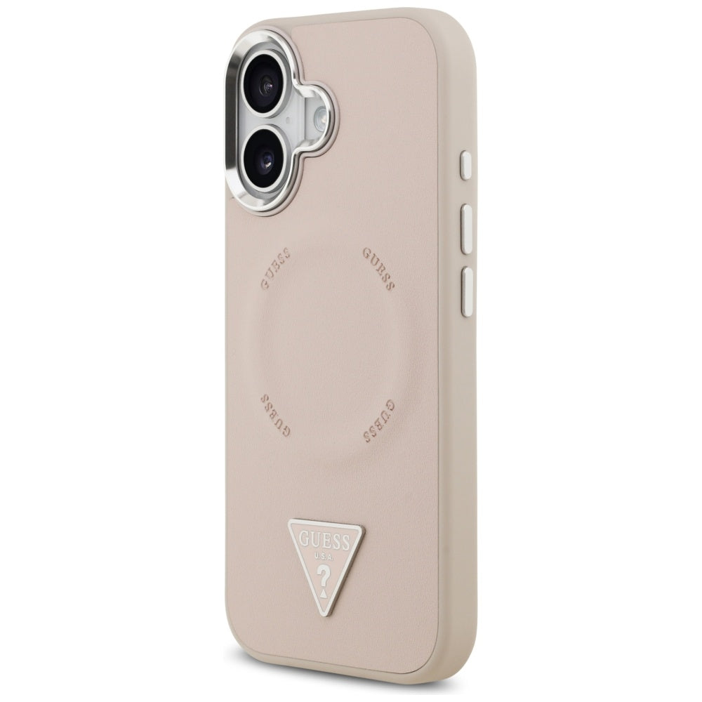 Калъф MagSafe за Apple iPhone 17, Guess, Triangle Logo, Розово Сребрист