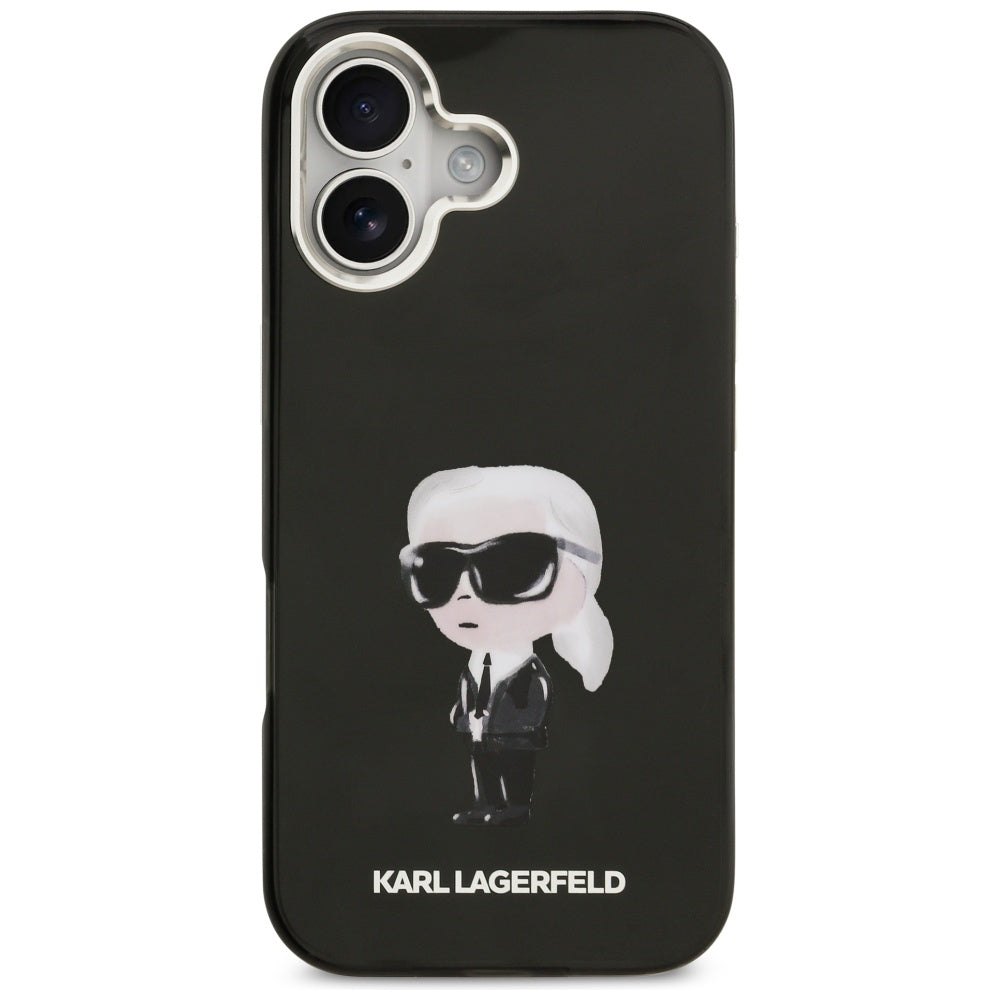 Калъф MagSafe за Apple iPhone 17, Karl Lagerfeld, IML Aquarelle Karl Ikonik, Черен