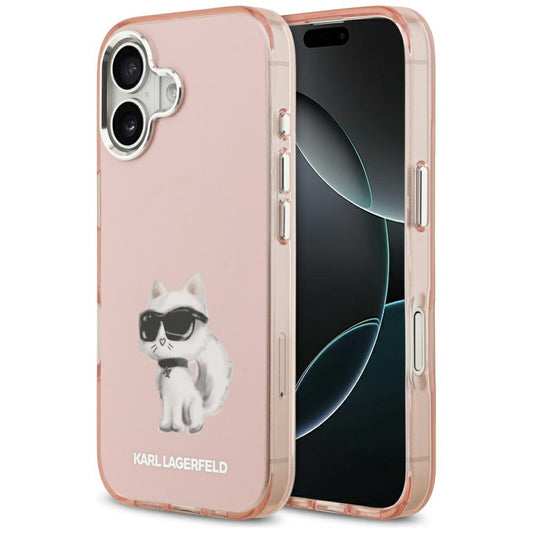 Калъф MagSafe за Apple iPhone 17, Karl Lagerfeld, IML Aquarelle Logo Choupette, Розов