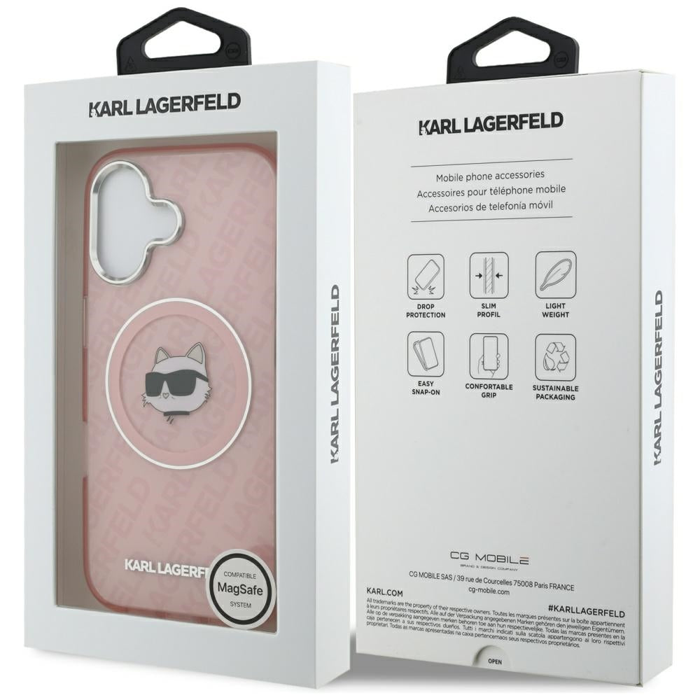 Калъф MagSafe за Apple iPhone 17, Karl Lagerfeld, IML Choupette`s Head, Розов