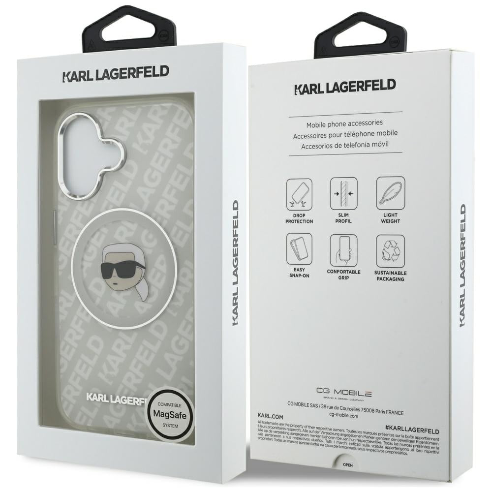 Husa MagSafe за Apple iPhone 17, Karl Lagerfeld, IML Karl`s Head, Сив