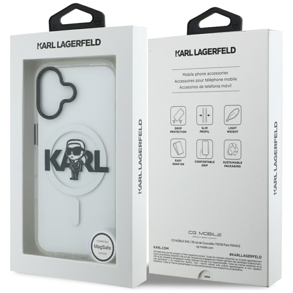 Калъф MagSafe за Apple iPhone 17, Karl Lagerfeld, IML Sketch Logo Karl, Прозрачен