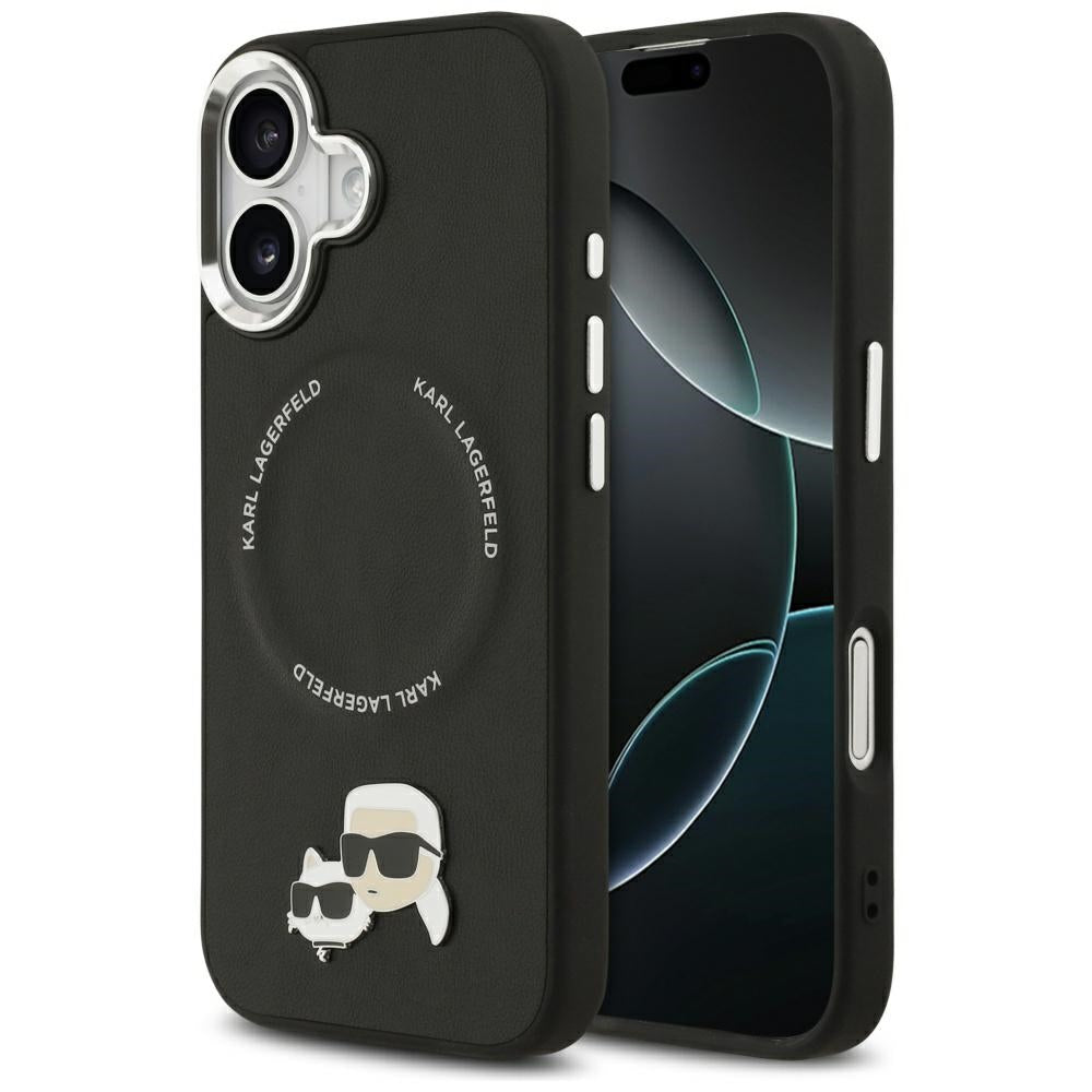 Калъф MagSafe за Apple iPhone 17, Karl Lagerfeld, Karl & Choupette Pins, Черен