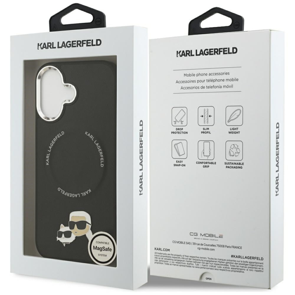 Калъф MagSafe за Apple iPhone 17, Karl Lagerfeld, Karl & Choupette Pins, Черен