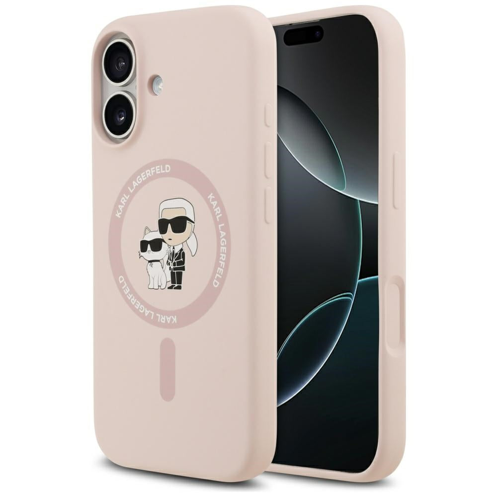 Калъф MagSafe за Apple iPhone 17, Karl Lagerfeld, Ring Karl & Choupette, Розов