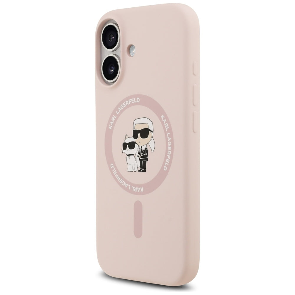 Калъф MagSafe за Apple iPhone 17, Karl Lagerfeld, Ring Karl & Choupette, Розов