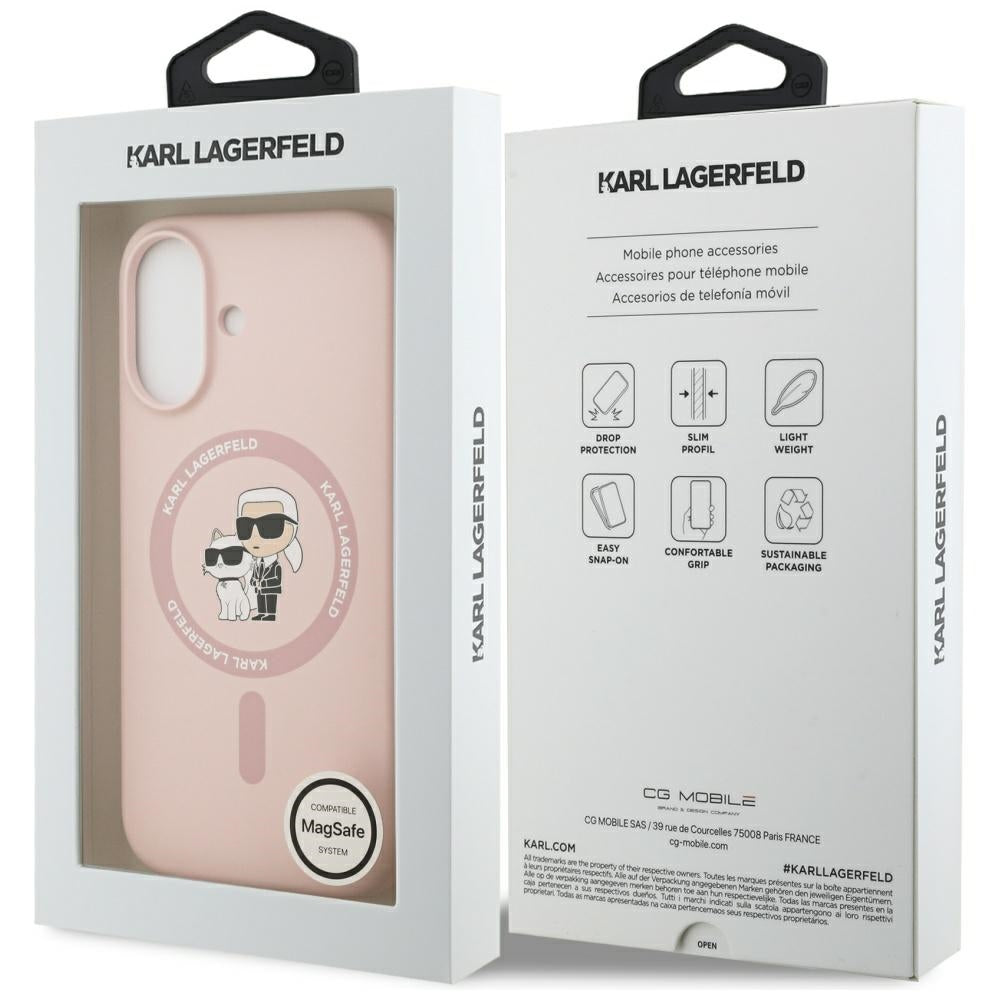 Калъф MagSafe за Apple iPhone 17, Karl Lagerfeld, Ring Karl & Choupette, Розов