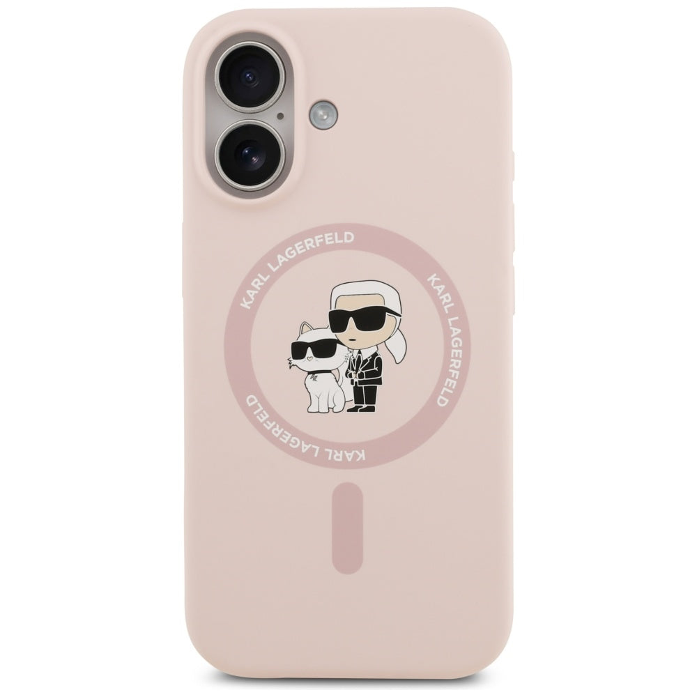 Калъф MagSafe за Apple iPhone 17, Karl Lagerfeld, Ring Karl & Choupette, Розов