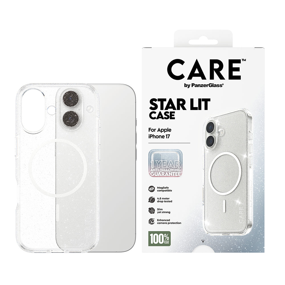 Калъф MagSafe за Apple iPhone 17, PanzerGlass, Care Urban Explorer Star Lit, Прозрачен Бял