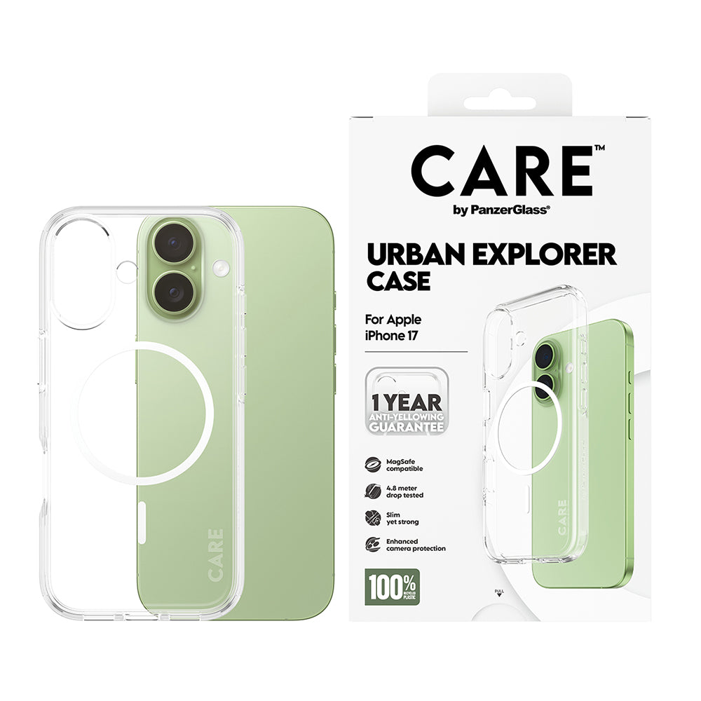 Калъф MagSafe за Apple iPhone 17, PanzerGlass, Care Urban Explorer, Прозрачен Бял