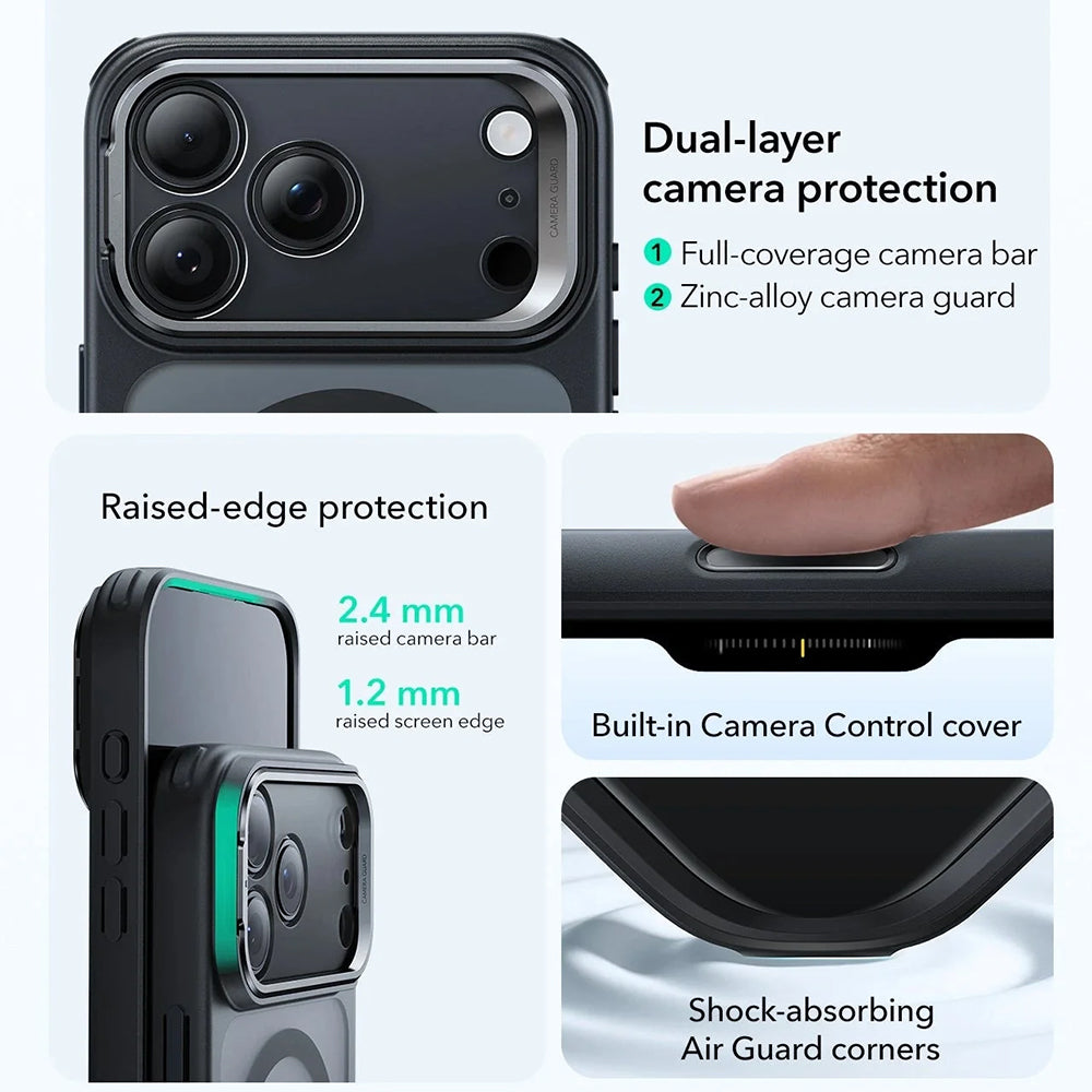 Калъф MagSafe за Apple iPhone 17 Pro, ESR, Classic Hybrid Kickstand, Сатенено черен