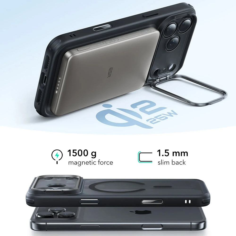Калъф MagSafe за Apple iPhone 17 Pro, ESR, Classic Hybrid Kickstand, Сатенено черен