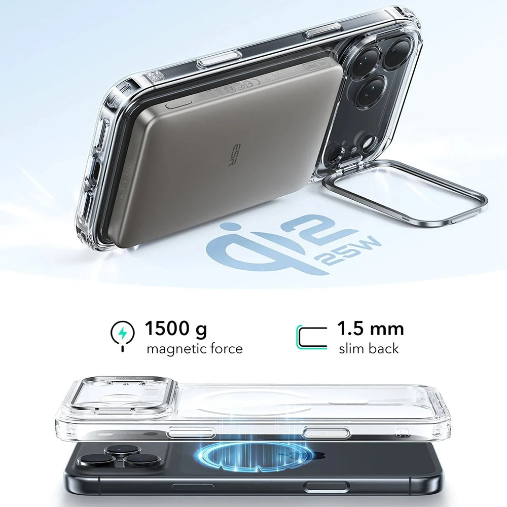 Калъф MagSafe за Apple iPhone 17 Pro, ESR, Classic Hybrid Kickstand, Прозрачен