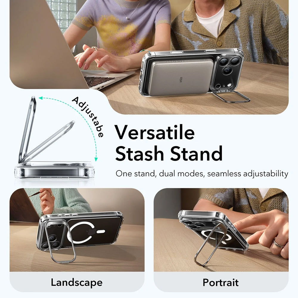 Калъф MagSafe за Apple iPhone 17 Pro, ESR, Classic Hybrid Kickstand, Прозрачен