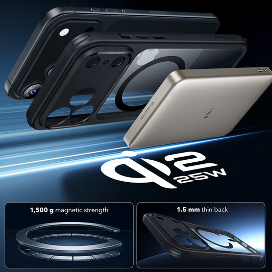 Калъф MagSafe за Apple iPhone 17 Pro, ESR, Classic Hybrid, Прозрачен Черен