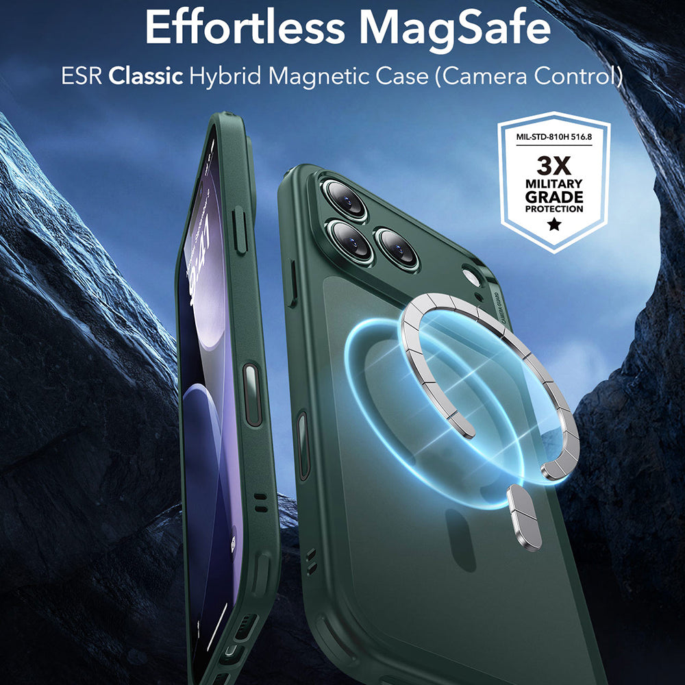 Калъф MagSafe за Apple iPhone 17 Pro, ESR, Classic Hybrid, Сатенено зелен