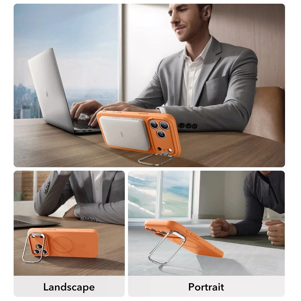 Калъф MagSafe за Apple iPhone 17 Pro, ESR, Cloud Soft Kickstand, Оранжев