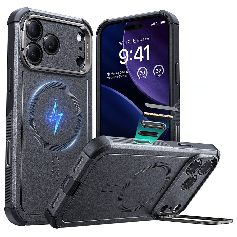 Калъф MagSafe за Apple iPhone 17 Pro, ESR, Cyber Armor Kickstand, Сив