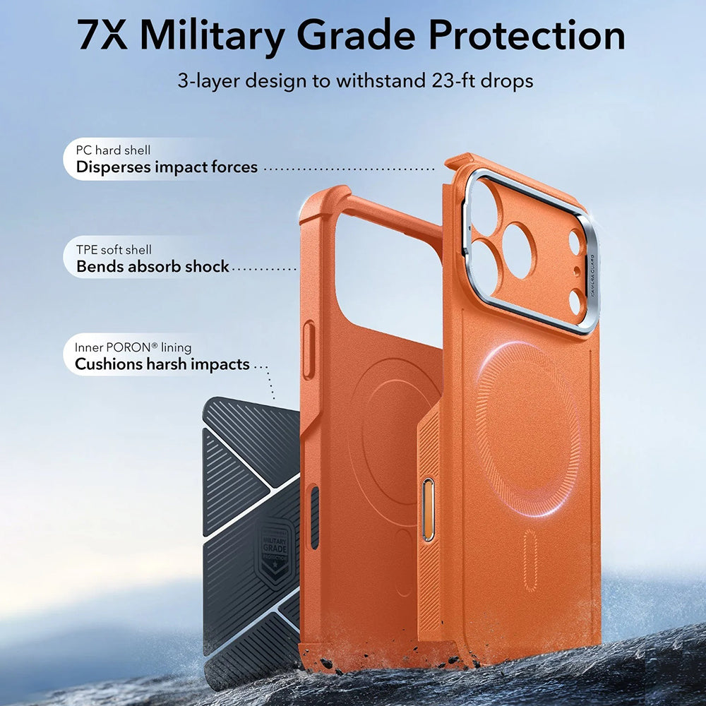 Калъф MagSafe за Apple iPhone 17 Pro, ESR, Cyber Armor Kickstand, Оранжев