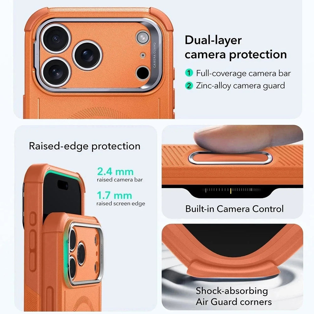 Калъф MagSafe за Apple iPhone 17 Pro, ESR, Cyber Armor Kickstand, Оранжев