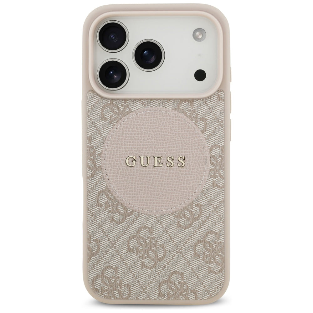 Калъф MagSafe за Apple iPhone 17 Pro, Guess, 4G Circle Classic Logo, Розов