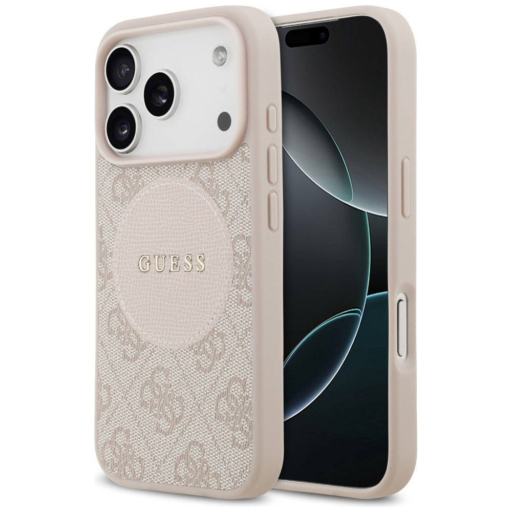 Калъф MagSafe за Apple iPhone 17 Pro, Guess, 4G Circle Classic Logo, Розов