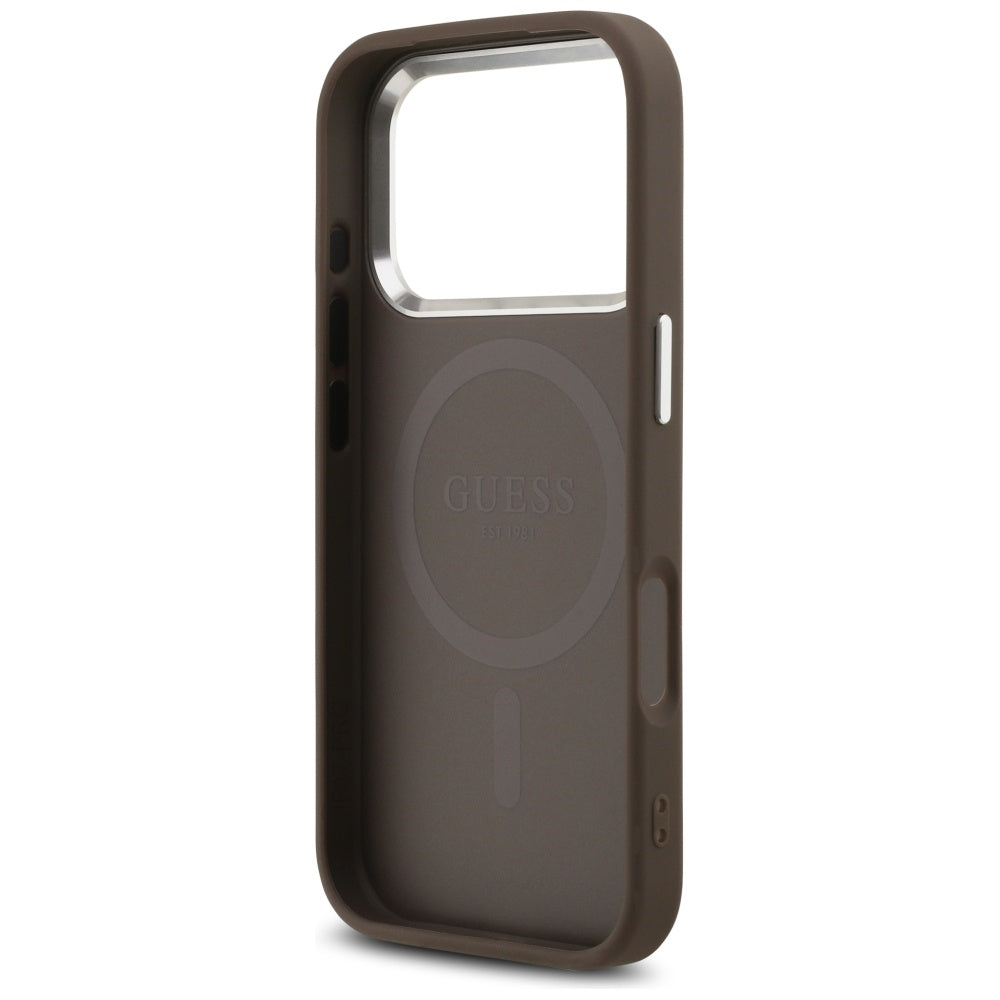 Калъф MagSafe за Apple iPhone 17 Pro, Guess, 4G Classic Logo, Кафяв